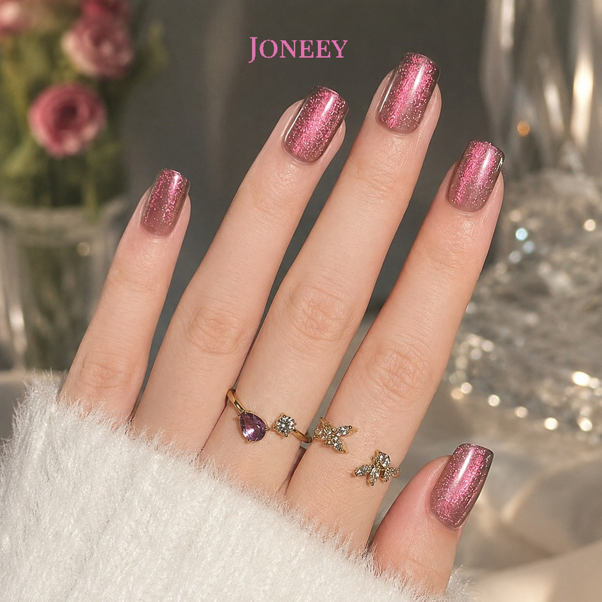 No.F331 Purple Cat's Eye Fingernails Patch 24pcs/Set