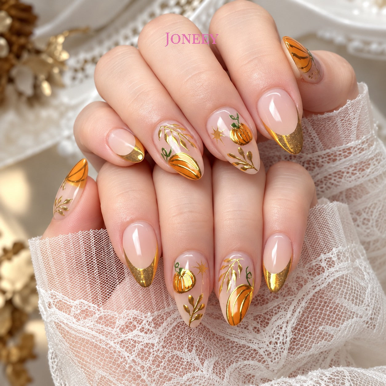 No.AW149 Halloween Pumpkin Fingernails Patch 24pcs/Set