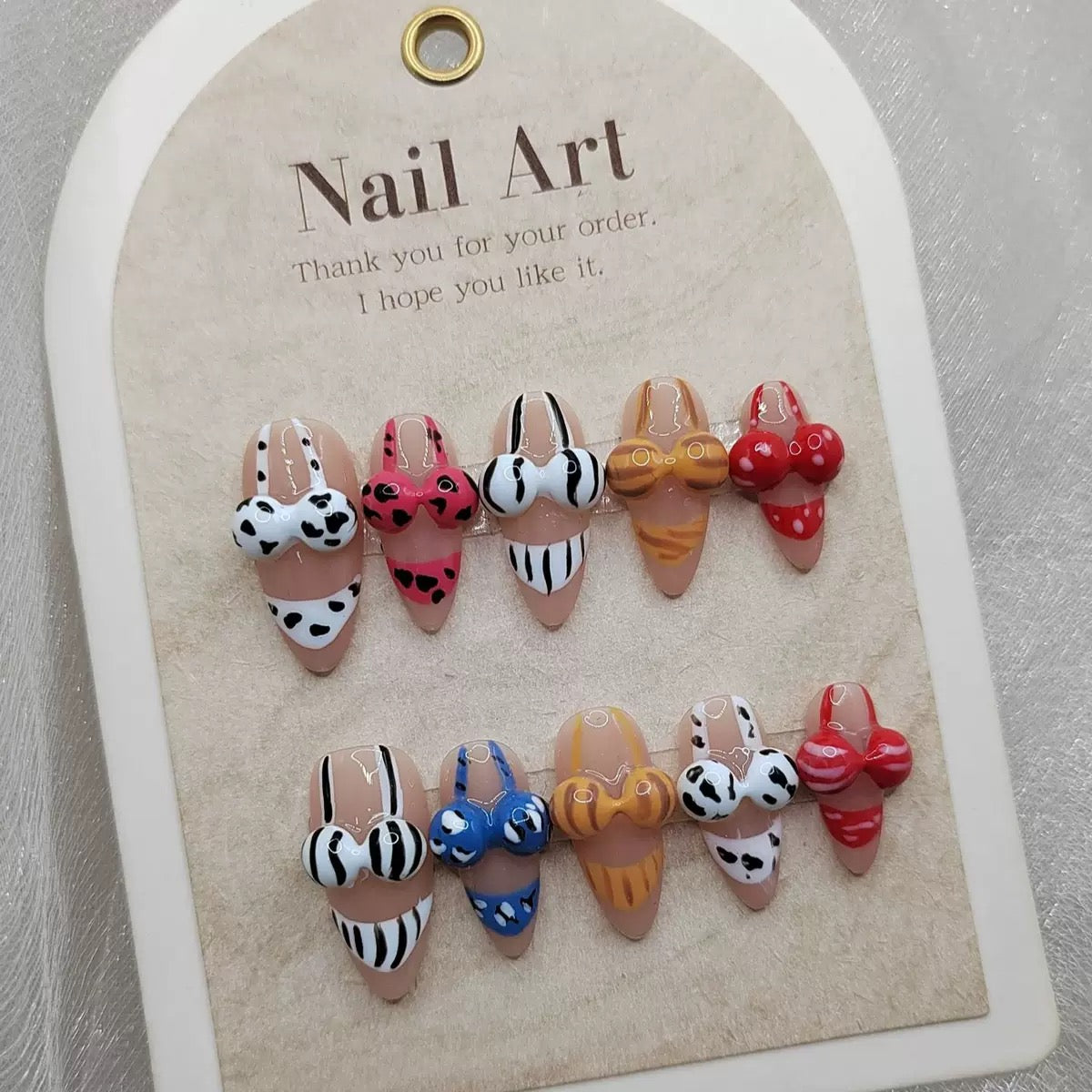 No.FP24 10pcs Bikini Hand Made Fingernails