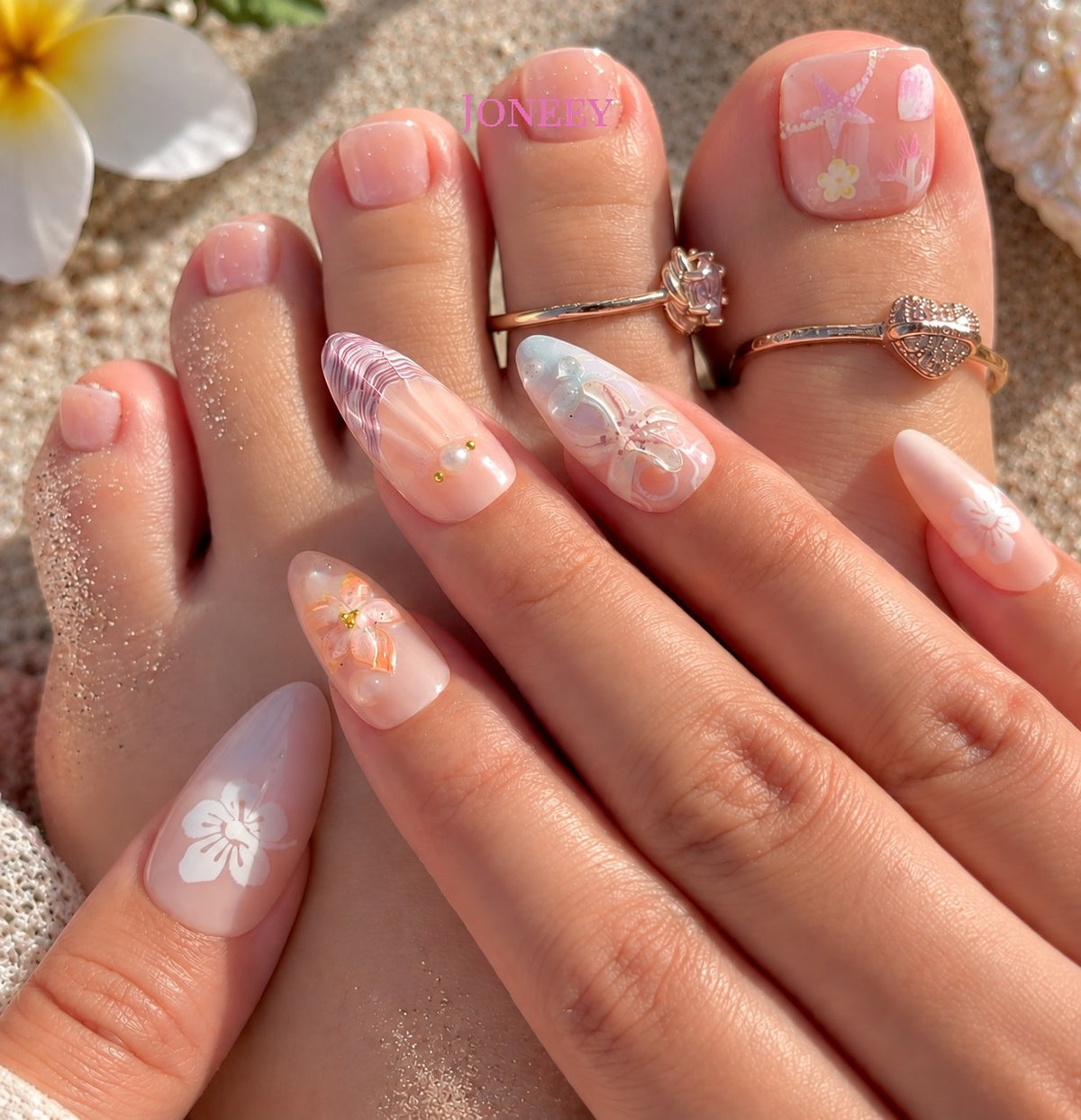 No.PSN164 Pink Cat's Eye Hand & Toe Pair Set-48pcs