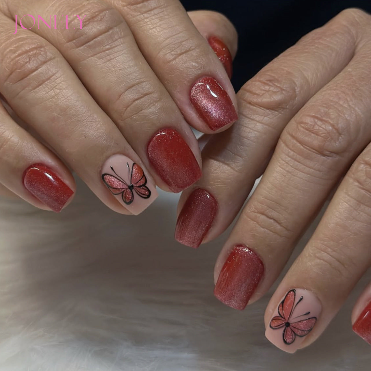 No.F513 Red Cat's Eye Fingernails Patch 24pcs/Set