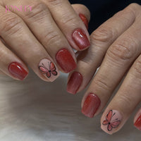 No.F513 Red Cat's Eye Fingernails Patch 24pcs/Set