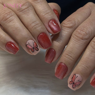 No.F513 Red Cat's Eye Fingernails Patch 24pcs/Set