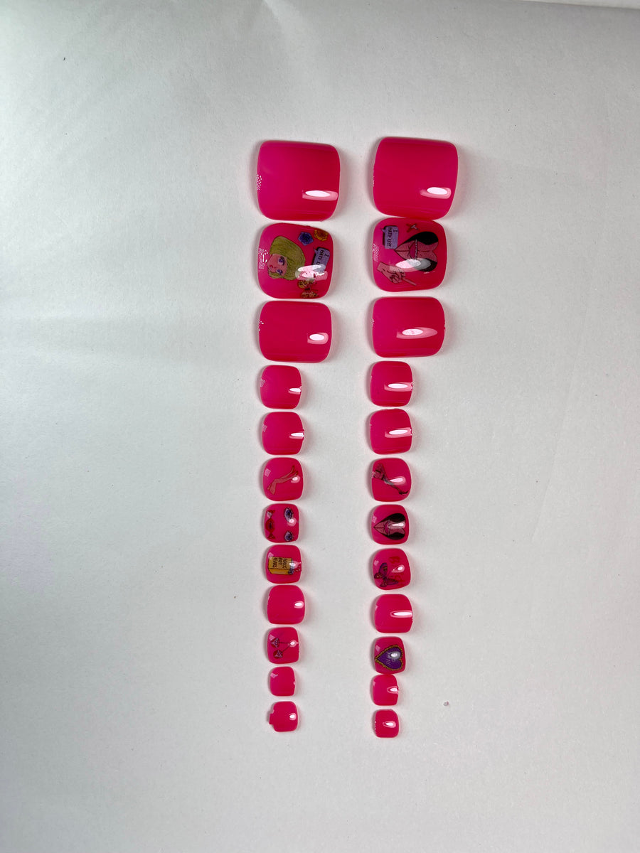 No.DT5 Cute Rose Red Toenails Patch 24pcs/Set