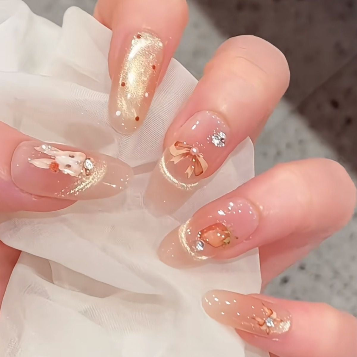 No.ET6 Rabbit Cat's Eye Hand Made Fingernails 10pcs