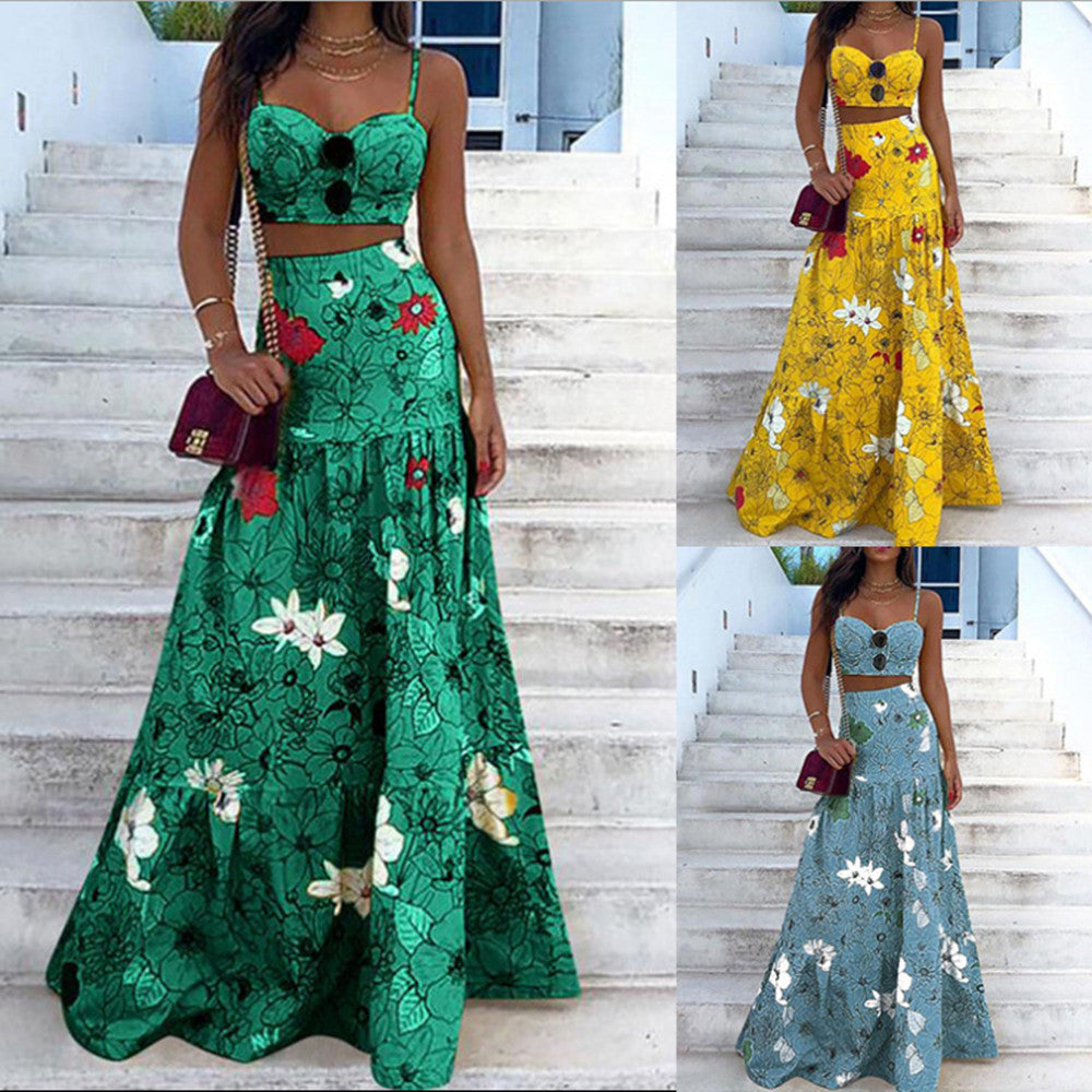 Floral Print Maxi Skirt Set