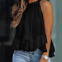 Backless Ruffled Sleeveless T-shirt