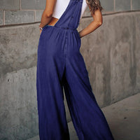 Wide Leg Denim Overalls Jumpsuit