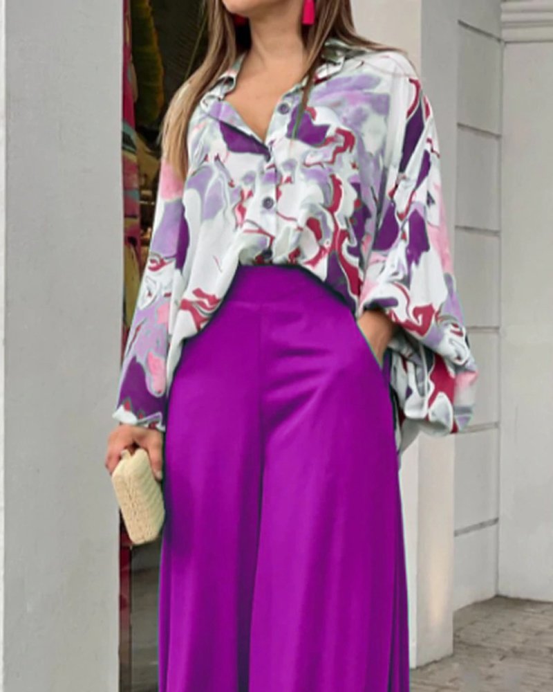 Conjunto de dos piezas con estampado informal 