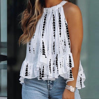 Backless Ruffled Sleeveless T-shirt