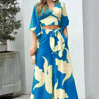 V-neck Balloon Sleeves Chic Two Piece Sets