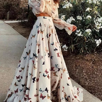 Sexy Off Shoulder Butterflies Floral Printed Two-Piece Set