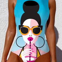 Women Print Abstract Swimsuit