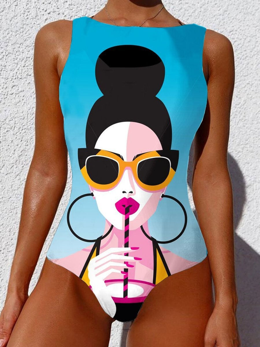 Women Print Abstract Swimsuit