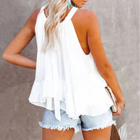 Backless Ruffled Sleeveless T-shirt