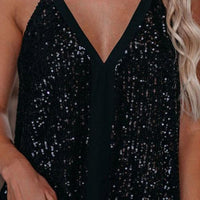 Sexy Sequin Deep V Suspender Vest Top