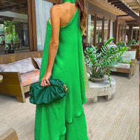 Fashion Neck Slant Shoulder Two Piece Set