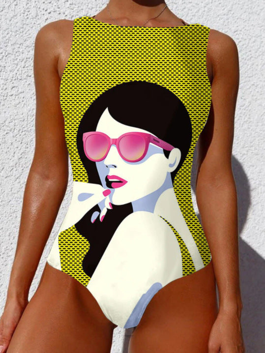 Women Print Abstract Swimsuit