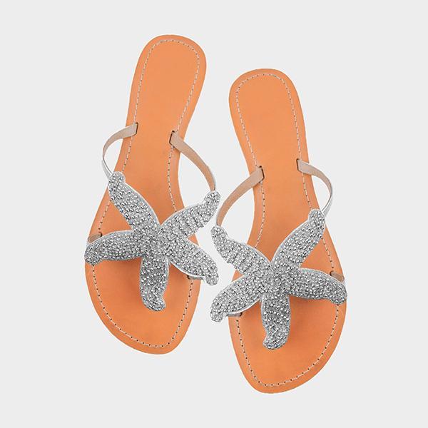 Sandalias planas de playa con forma de estrella de mar para mujer 