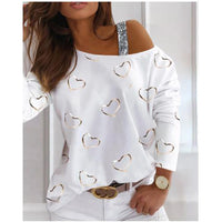 Boho Heart Shape Long Sleeve Off Shoulder Tops