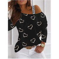 Boho Heart Shape Long Sleeve Off Shoulder Tops