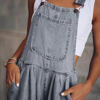 Wide Leg Denim Overalls Jumpsuit