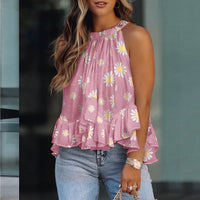 Backless Ruffled Sleeveless T-shirt