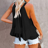 Backless Ruffled Sleeveless T-shirt