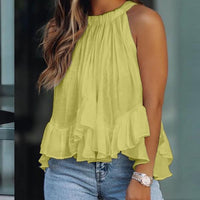 Backless Ruffled Sleeveless T-shirt