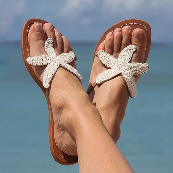 Sandalias planas de playa con forma de estrella de mar para mujer 